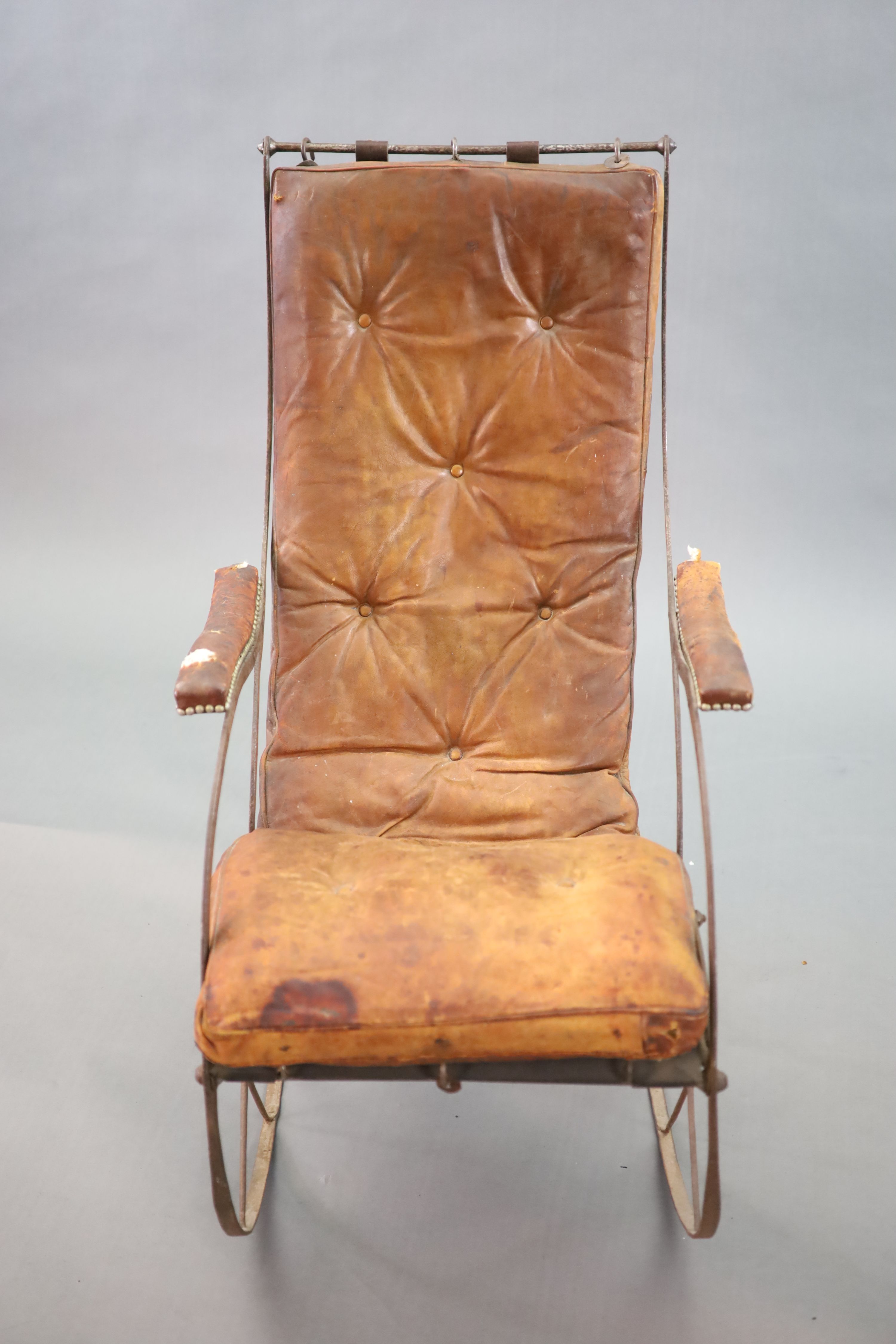 After R.W Winfield & Co, Birmingham, a mid 19th century rocking chair, 59cm wide, 83cm deep, 105cm high.